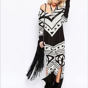 FREE PEOPLE • bauhaus print maxi sweater dress